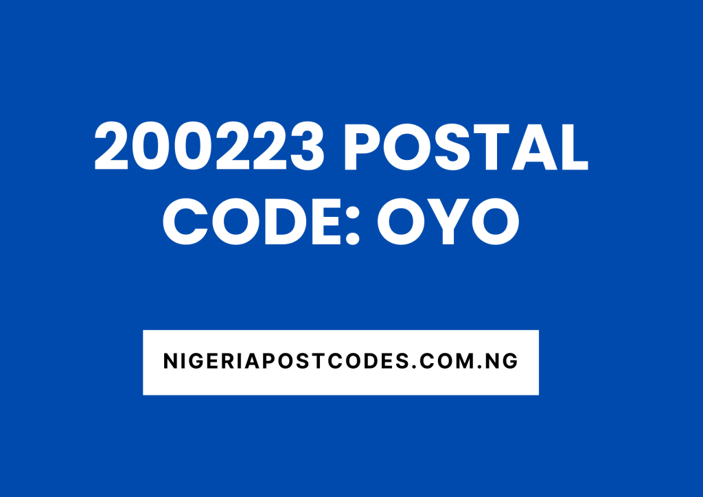 200223 Postal Code: Oyo State